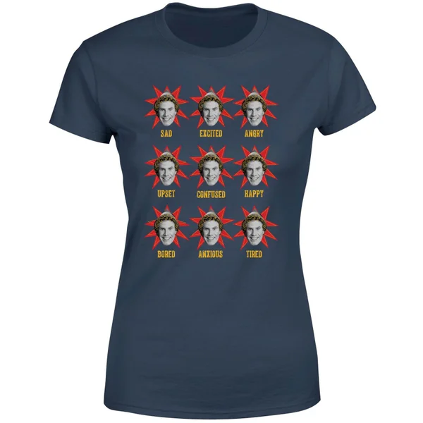Elf Faces Women's Christmas T-Shirt - Navy 5 Elf Faces Women's Christmas T-Shirt - Navy - Image 5