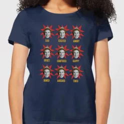 Elf Faces Women's Christmas T-Shirt - Navy