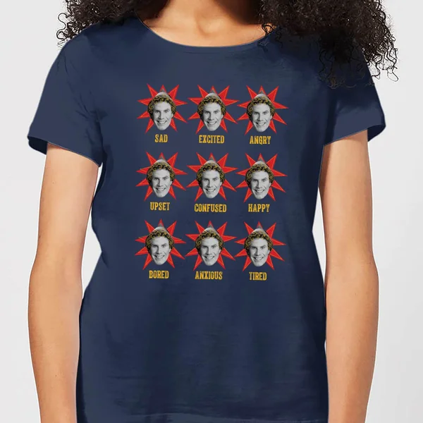 Elf Faces Women's Christmas T-Shirt - Navy 1 Elf Faces Women's Christmas T-Shirt - Navy