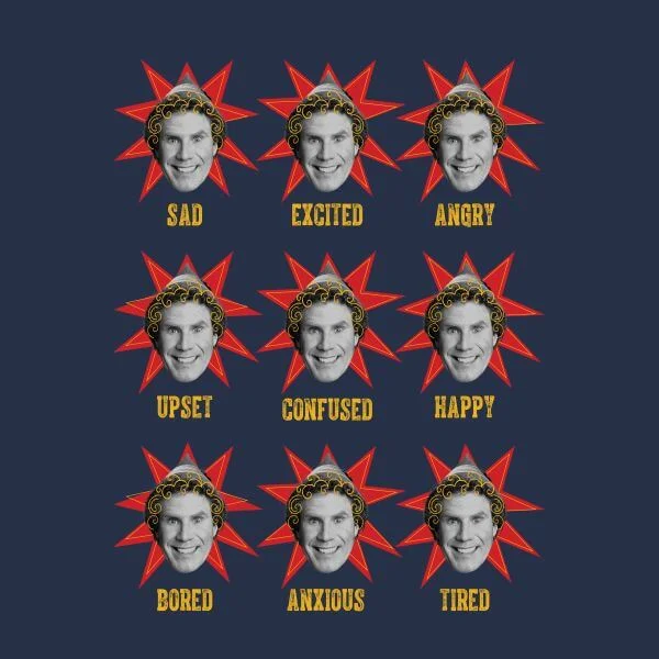 Elf Faces Women's Christmas T-Shirt - Navy 2 Elf Faces Women's Christmas T-Shirt - Navy - Image 2