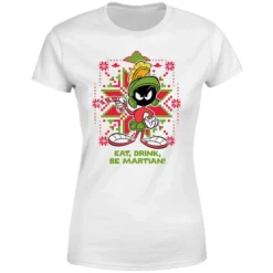 Looney Tunes Eat Drink Be Martian Women's Christmas T-Shirt - White 9 Looney Tunes Eat Drink Be Martian Women's Christmas T-Shirt - White -JD Looney Shop 11963223 1724627064079744
