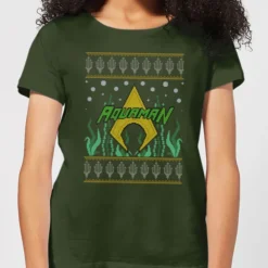 DC COMICS DC Aquaman Knit Women's Christmas T-Shirt - Forest Green