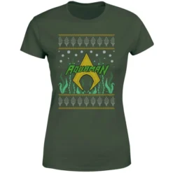 DC COMICS DC Aquaman Knit Women's Christmas T-Shirt - Forest Green 9 DC COMICS DC Aquaman Knit Women's Christmas T-Shirt - Forest Green -JD Looney Shop 11963320 2634627069231455