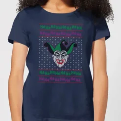 JD Looney Shop 27 DC COMICS DC Joker Knit Women's Christmas T-Shirt - Navy