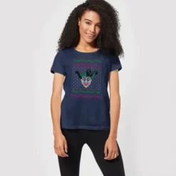 DC COMICS DC Joker Knit Women's Christmas T-Shirt - Navy 7 DC COMICS DC Joker Knit Women's Christmas T-Shirt - Navy -JD Looney Shop 11963327 1764627090752657