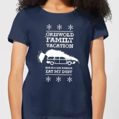National Lampoon Griswold Vacation Ugly Knit Women's Christmas T-Shirt - Navy