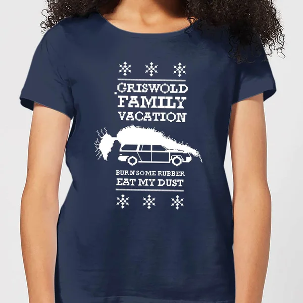 National Lampoon Griswold Vacation Ugly Knit Women's Christmas T-Shirt - Navy 1 National Lampoon Griswold Vacation Ugly Knit Women's Christmas T-Shirt - Navy