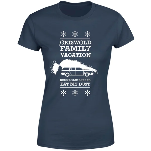 National Lampoon Griswold Vacation Ugly Knit Women's Christmas T-Shirt - Navy 5 National Lampoon Griswold Vacation Ugly Knit Women's Christmas T-Shirt - Navy - Image 5