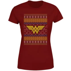 DC COMICS DC Wonder Woman Knit Women's Christmas T-Shirt - Burgundy 9 DC COMICS DC Wonder Woman Knit Women's Christmas T-Shirt - Burgundy -JD Looney Shop 11963412 1104627075932735