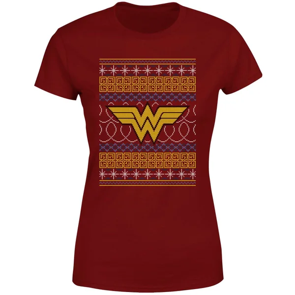 DC COMICS DC Wonder Woman Knit Women's Christmas T-Shirt - Burgundy 5 DC COMICS DC Wonder Woman Knit Women's Christmas T-Shirt - Burgundy - Image 5