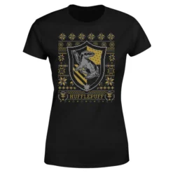 Harry Potter Hufflepuff Crest Women's Christmas T-Shirt - Black -JD Looney Shop 11963457 1834627078795587