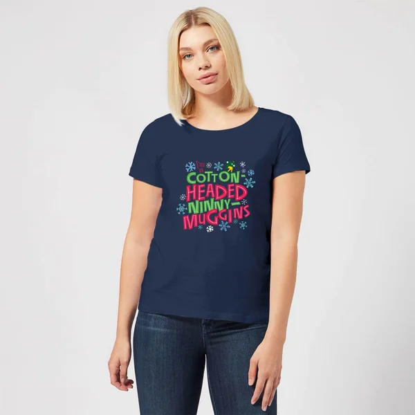 Elf Cotton-Headed Ninny-Muggins Women's Christmas T-Shirt - Navy 3 Elf Cotton-Headed Ninny-Muggins Women's Christmas T-Shirt - Navy - Image 3