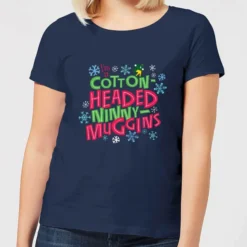 Elf Cotton-Headed Ninny-Muggins Women's Christmas T-Shirt - Navy