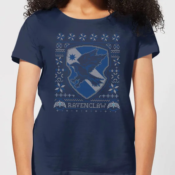 Harry Potter Ravenclaw Crest Women's Christmas T-Shirt - Navy 1 Harry Potter Ravenclaw Crest Women's Christmas T-Shirt - Navy