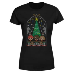 Harry Potter Hogwarts Tree Women's Christmas T-Shirt - Black 9 Harry Potter Hogwarts Tree Women's Christmas T-Shirt - Black -JD Looney Shop 11963519 1714627058574327