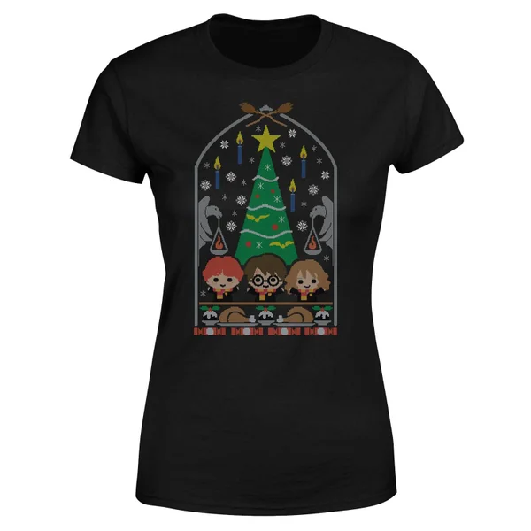 Harry Potter Hogwarts Tree Women's Christmas T-Shirt - Black 5 Harry Potter Hogwarts Tree Women's Christmas T-Shirt - Black - Image 5
