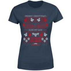National Lampoon Merry Christmas Knit Women's Christmas T-Shirt - Navy -JD Looney Shop 11963549 1354627059444381