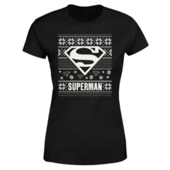 DC COMICS DC Superman Knit Pattern Women's Christmas T-Shirt - Black 9 DC COMICS DC Superman Knit Pattern Women's Christmas T-Shirt - Black -JD Looney Shop 11963576 2544627058804136