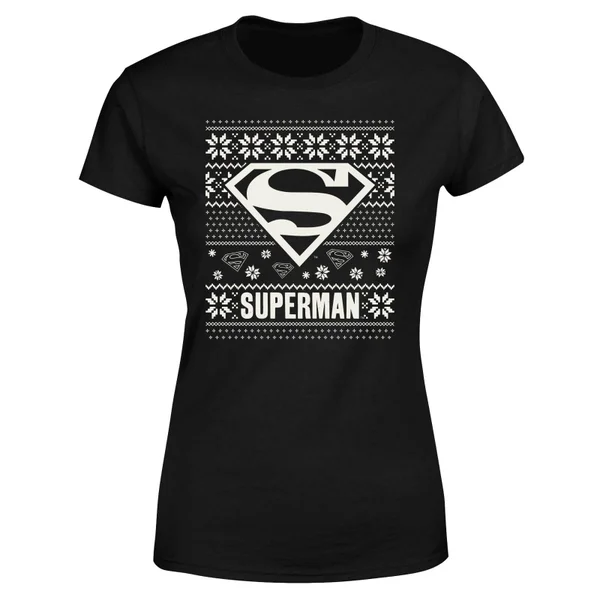 DC COMICS DC Superman Knit Pattern Women's Christmas T-Shirt - Black 5 DC COMICS DC Superman Knit Pattern Women's Christmas T-Shirt - Black - Image 5