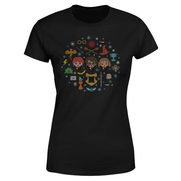 Harry Potter Characters Women's Christmas T-Shirt - Black 5 Harry Potter Characters Women's Christmas T-Shirt - Black - Image 5