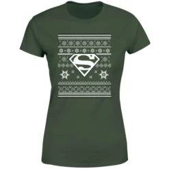DC COMICS DC Superman Women's Christmas T-Shirt - Forest Green -JD Looney Shop 11963620 5444627060447353