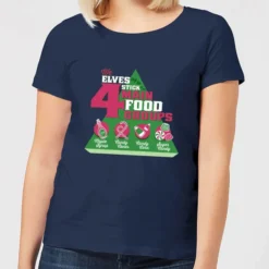 Elf Food Groups Women's Christmas T-Shirt - Navy