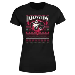 DC COMICS DC Harley Quinn Women's Christmas T-Shirt - Black -JD Looney Shop 11963705 2214627064078055