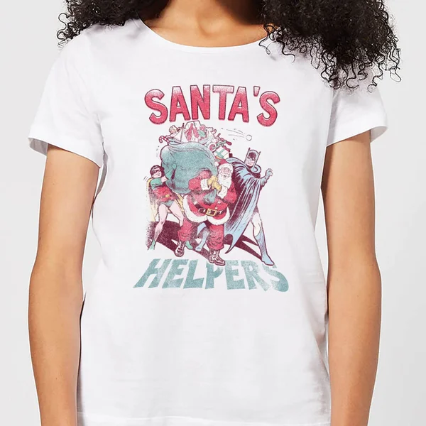 DC COMICS DC Santa's Helpers Women's Christmas T-Shirt - White 1 DC COMICS DC Santa's Helpers Women's Christmas T-Shirt - White