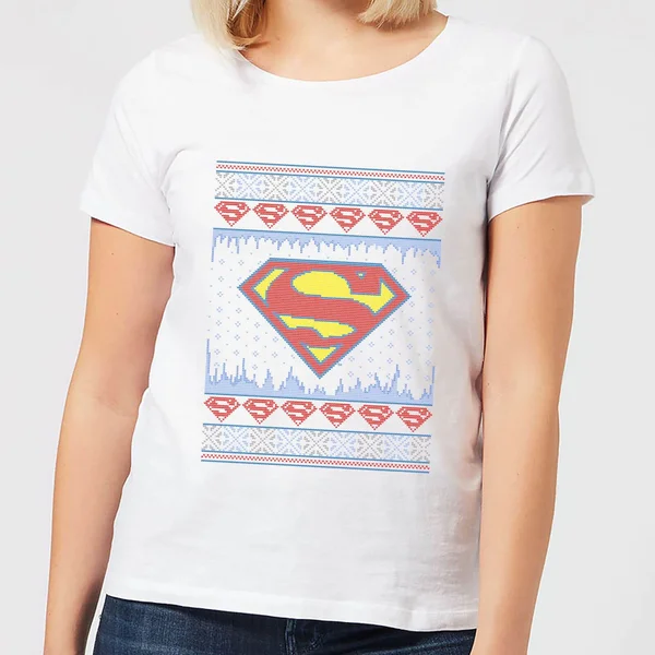 DC COMICS DC Supergirl Knit Women's Christmas T-Shirt - White 1 DC COMICS DC Supergirl Knit Women's Christmas T-Shirt - White