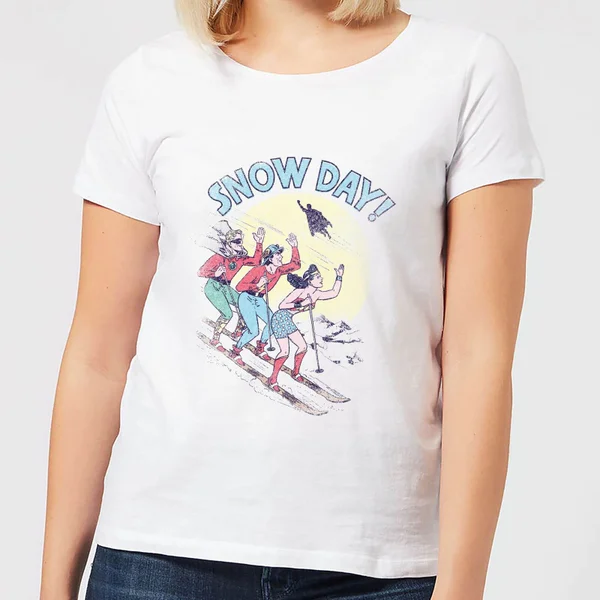 DC COMICS DC Snow Day! Women's Christmas T-Shirt - White 1 DC COMICS DC Snow Day! Women's Christmas T-Shirt - White