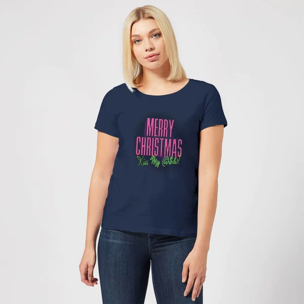 National Lampoon Merry Christmas (Kiss My @$$) Women's Christmas T-Shirt - Navy 3 National Lampoon Merry Christmas (Kiss My @$$) Women's Christmas T-Shirt - Navy - Image 3