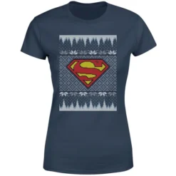 DC COMICS DC Superman Knit Women's Christmas T-Shirt - Navy -JD Looney Shop 11964093 1204627060698276