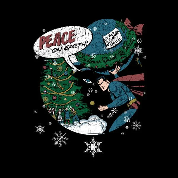 DC COMICS DC Superman Peace On Earth Women's Christmas T-Shirt - Black 2 DC COMICS DC Superman Peace On Earth Women's Christmas T-Shirt - Black - Image 2