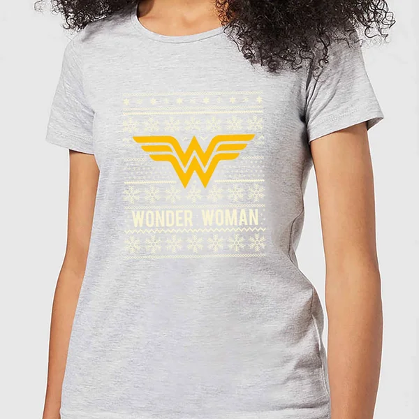 DC COMICS DC Wonder Woman Women's Christmas T-Shirt - Grey 1 DC COMICS DC Wonder Woman Women's Christmas T-Shirt - Grey
