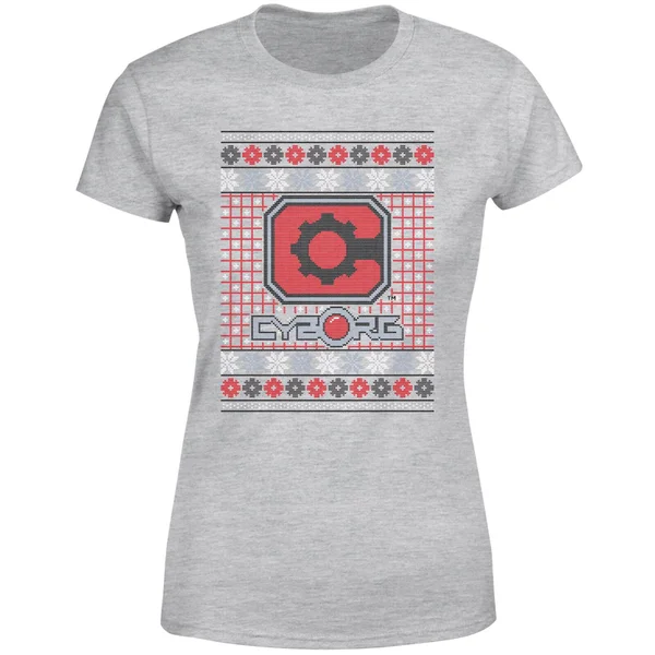 DC COMICS DC Cyborg Knit Women's Christmas T-Shirt - Grey 5 DC COMICS DC Cyborg Knit Women's Christmas T-Shirt - Grey - Image 5