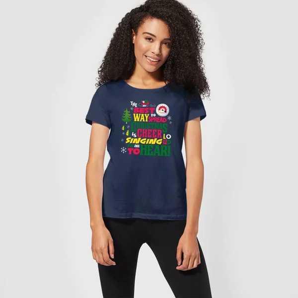 Elf Christmas Cheer Women's Christmas T-Shirt - Navy 3 Elf Christmas Cheer Women's Christmas T-Shirt - Navy - Image 3