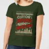 Elf Cotton-Headed-Ninny-Muggins Knit Women's Christmas T-Shirt - Forest Green