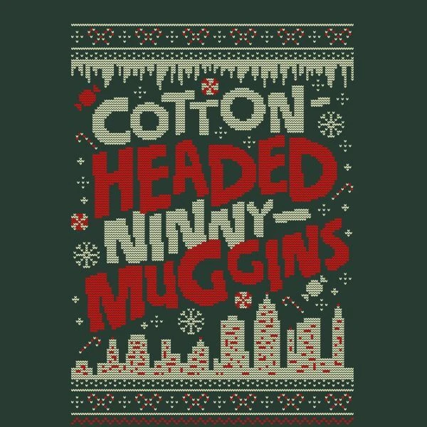 Elf Cotton-Headed-Ninny-Muggins Knit Women's Christmas T-Shirt - Forest Green 2 Elf Cotton-Headed-Ninny-Muggins Knit Women's Christmas T-Shirt - Forest Green - Image 2