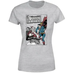 DC COMICS DC Superman Action Comics Women's Christmas T-Shirt - Grey -JD Looney Shop 11964353 1294627073614935