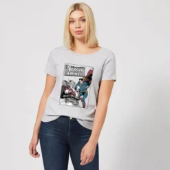 DC COMICS DC Superman Action Comics Women's Christmas T-Shirt - Grey -JD Looney Shop 11964353 5794627091097450