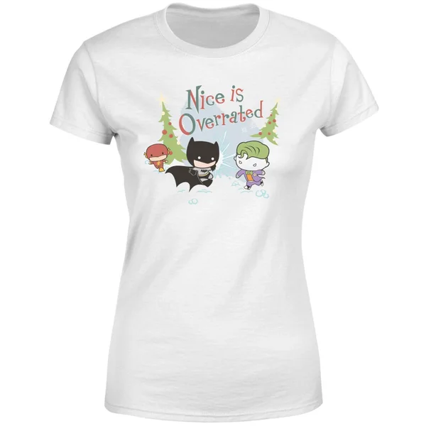 DC COMICS DC Nice Is Overrated Women's Christmas T-Shirt - White 5 DC COMICS DC Nice Is Overrated Women's Christmas T-Shirt - White - Image 5