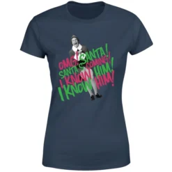 Elf Santa! I Know Him! Women's Christmas T-Shirt - Navy 9 Elf Santa! I Know Him! Women's Christmas T-Shirt - Navy -JD Looney Shop 11964474 1754627081892079