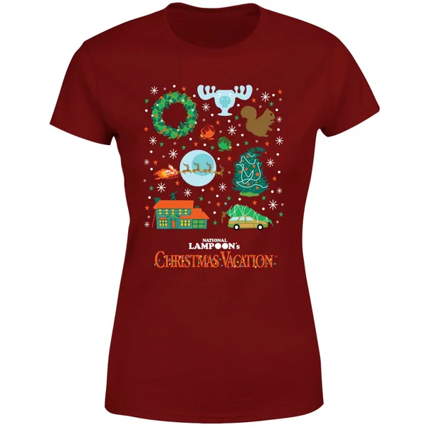 National Lampoon Griswold Christmas Starter Pack Women's Christmas T-Shirt - Burgundy 5 National Lampoon Griswold Christmas Starter Pack Women's Christmas T-Shirt - Burgundy - Image 5