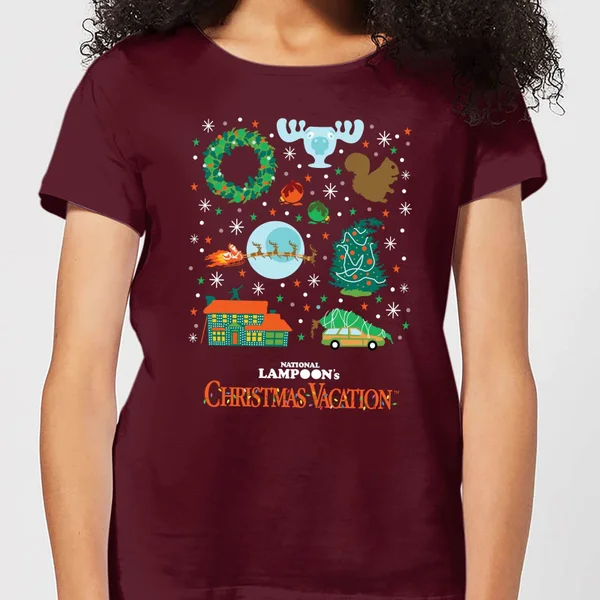 National Lampoon Griswold Christmas Starter Pack Women's Christmas T-Shirt - Burgundy 1 National Lampoon Griswold Christmas Starter Pack Women's Christmas T-Shirt - Burgundy