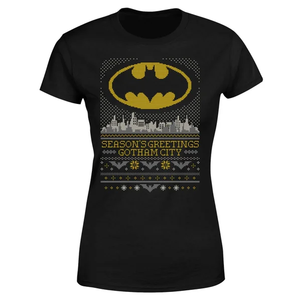 DC COMICS DC Seasons Greetings From Gotham Women's Christmas T-Shirt - Black 5 DC COMICS DC Seasons Greetings From Gotham Women's Christmas T-Shirt - Black - Image 5