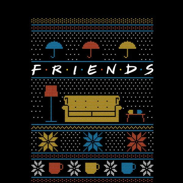 Friends Sofa Knit Women's Christmas T-Shirt - Black 2 Friends Sofa Knit Women's Christmas T-Shirt - Black - Image 2