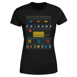 Friends Sofa Knit Women's Christmas T-Shirt - Black 9 Friends Sofa Knit Women's Christmas T-Shirt - Black -JD Looney Shop 11964685 1834627067503914