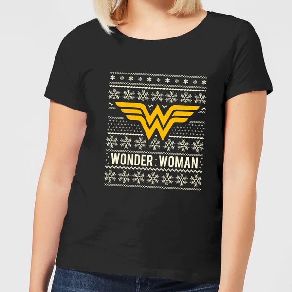 DC COMICS DC Wonder Woman Women's Christmas T-Shirt - Black 1 DC COMICS DC Wonder Woman Women's Christmas T-Shirt - Black