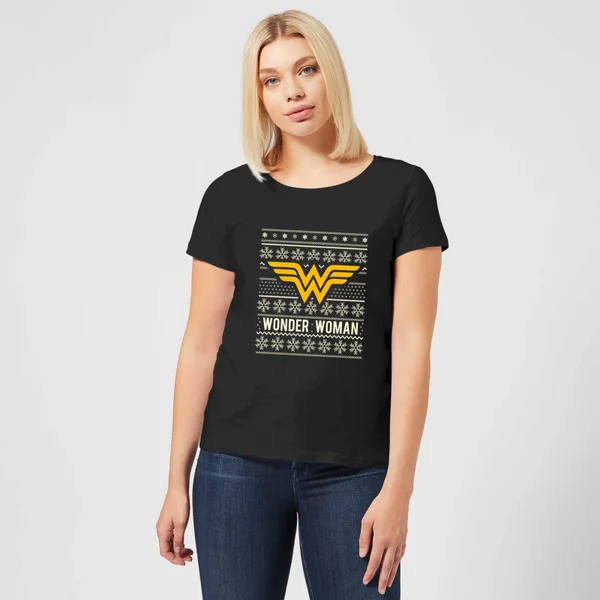 DC COMICS DC Wonder Woman Women's Christmas T-Shirt - Black 3 DC COMICS DC Wonder Woman Women's Christmas T-Shirt - Black - Image 3