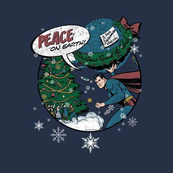 DC COMICS DC Superman Peace On Earth Women's Christmas T-Shirt - Navy 2 DC COMICS DC Superman Peace On Earth Women's Christmas T-Shirt - Navy - Image 2